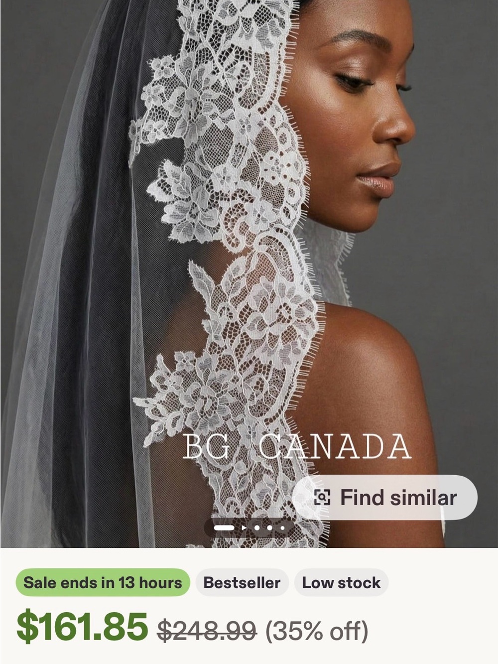 White Lace Bridal Veil with Scalloped Floral Edge